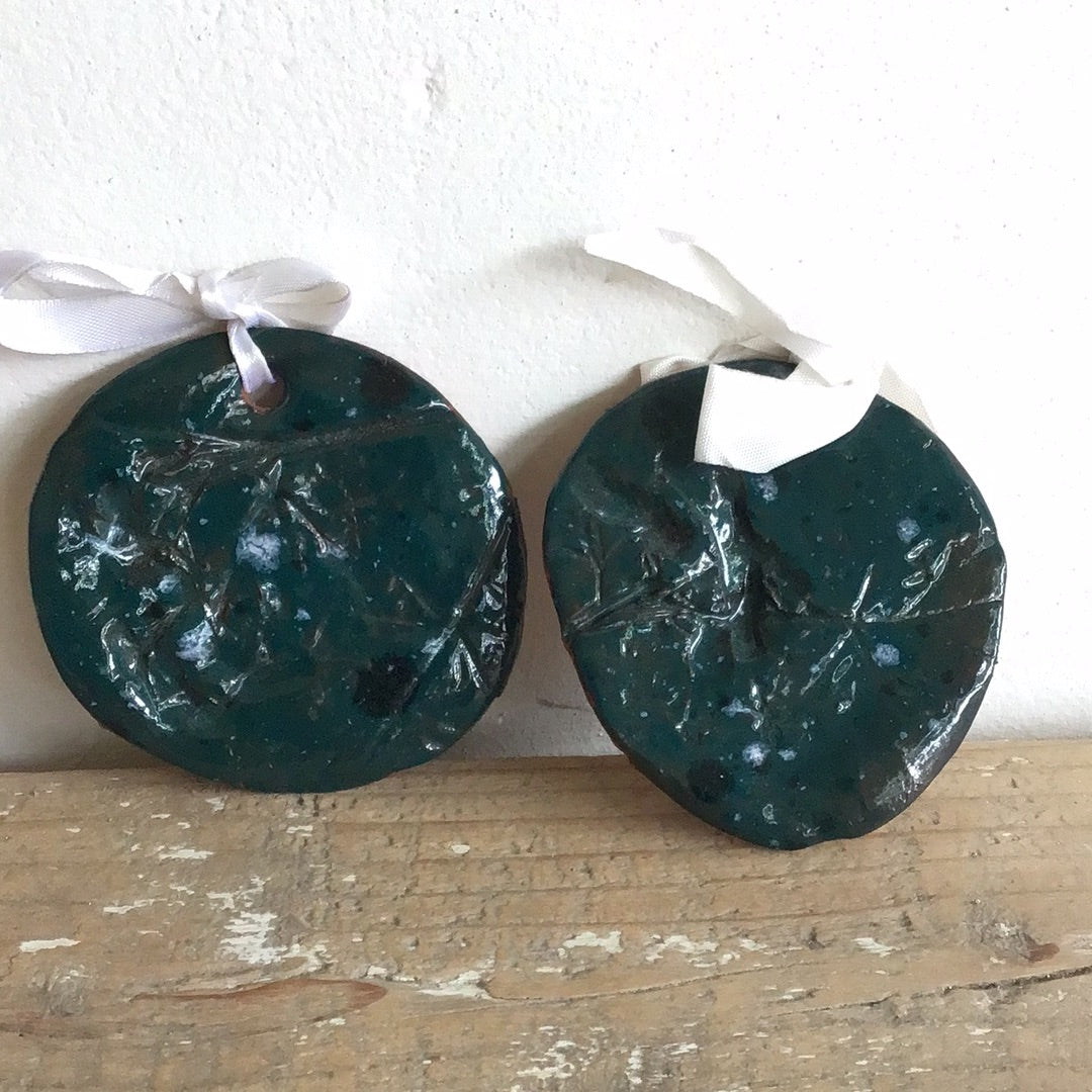 Ceramic Plant Print Decoration Green By SH
