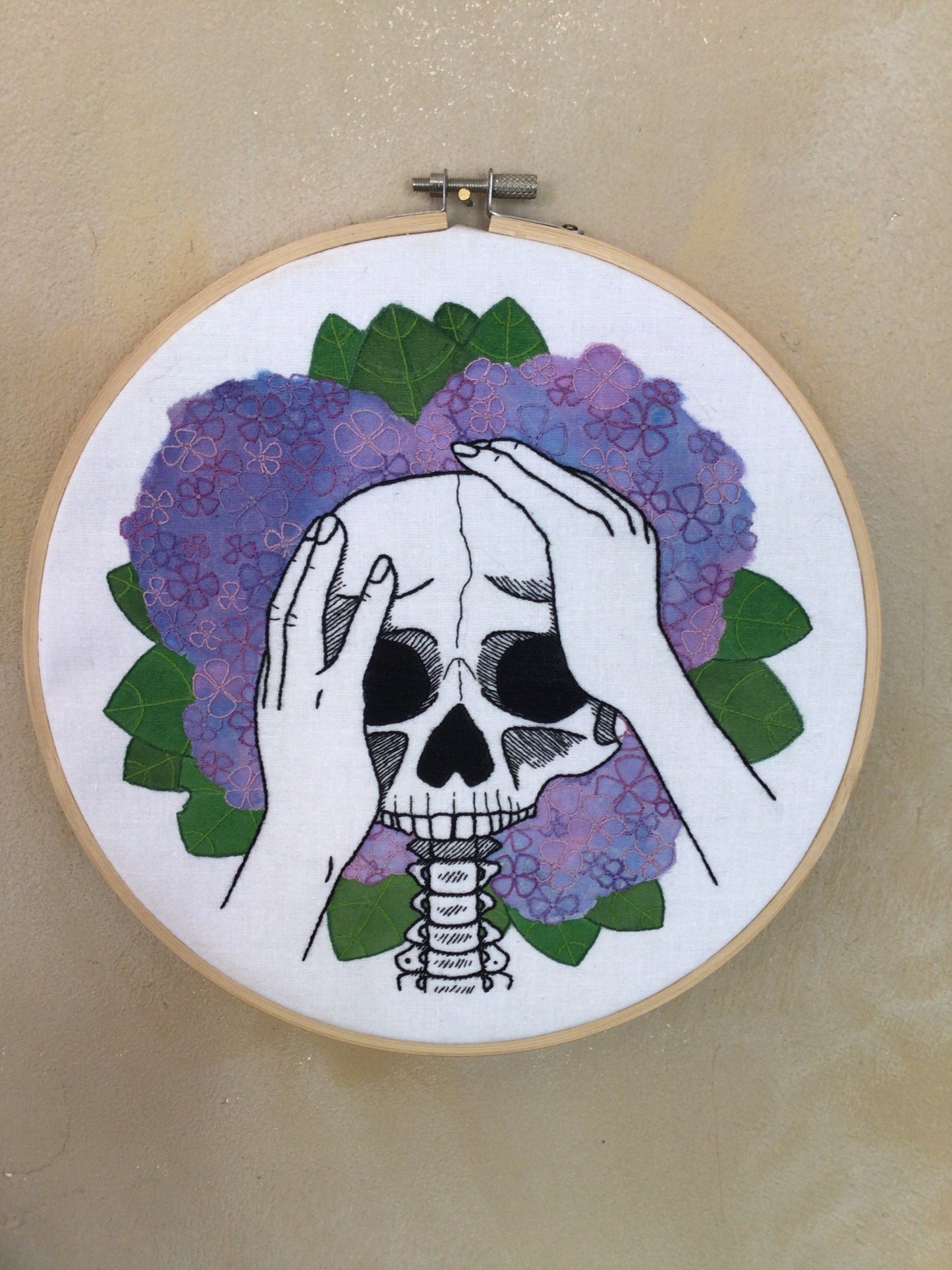Floral Skull embroidery by Danielle House