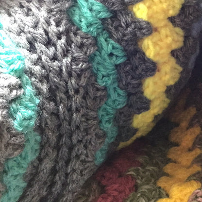 Crochet Blanket By Nancy - Large Grey/Rainbow