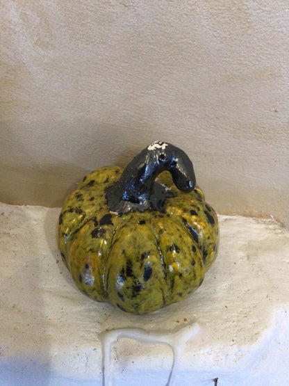 Ceramic yellow and black spotty pumpkin