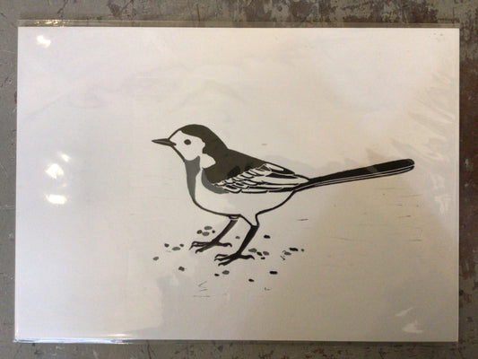 Pied Wagtail A4 Lino Print by Danielle House
