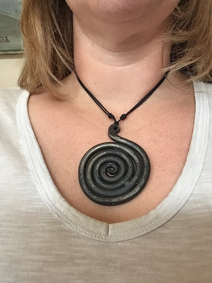 Hand forged spiral pendant (large)