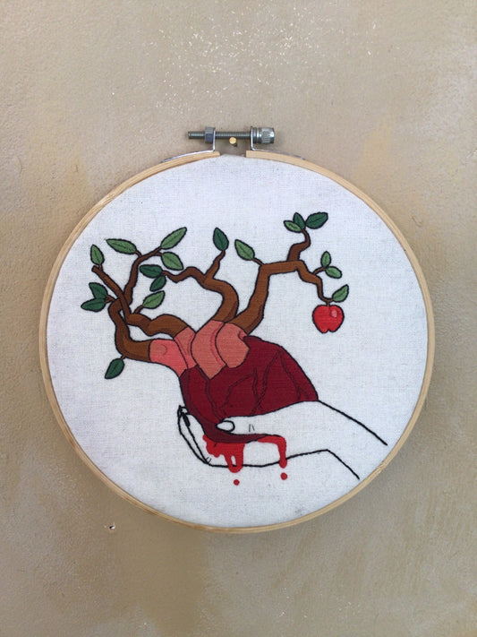 Heart in hand embroidery by Danielle House