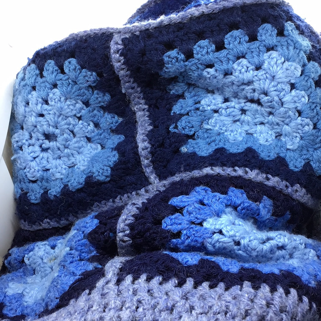 Crochet Blanket Blue Large