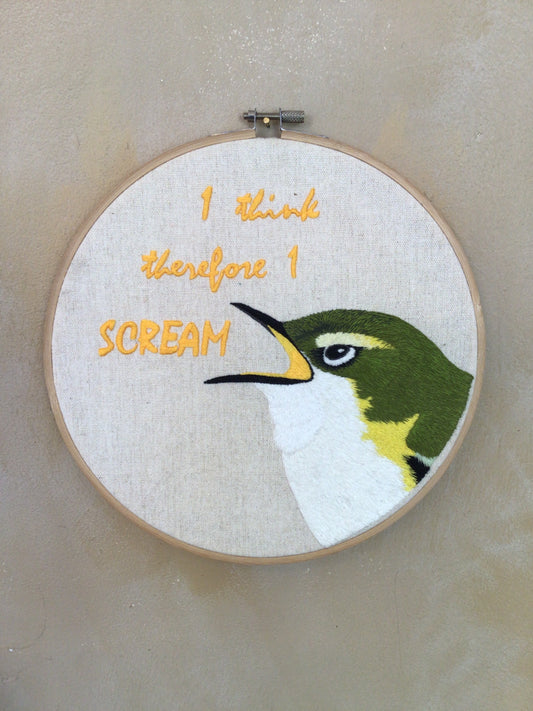 I think therefore I scream embroidery by Danielle House