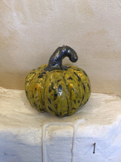 Ceramic yellow and black spotty pumpkin