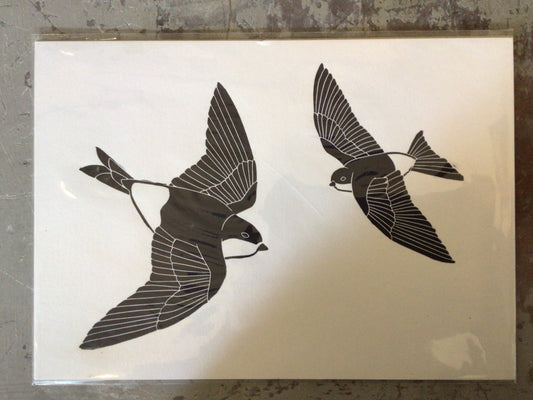 A4 Lino Print by Danielle House “Martins”