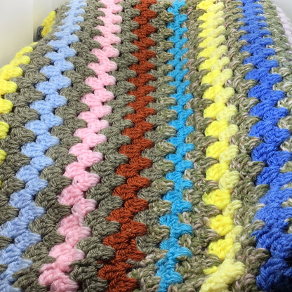 Crochet Blanket By Nancy - Large Grey/Rainbow