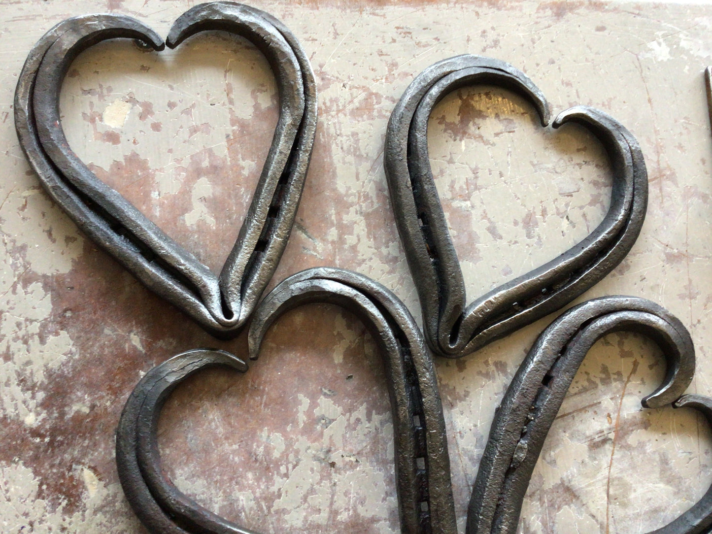 Forged Horseshoe Hearts